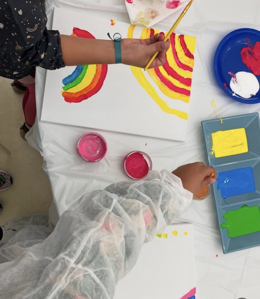 Enfants participants à un atelier de peinture et de libération émotionnelle ouvert à tous - un moment d'exploration et expression artistique avec BKenzArt