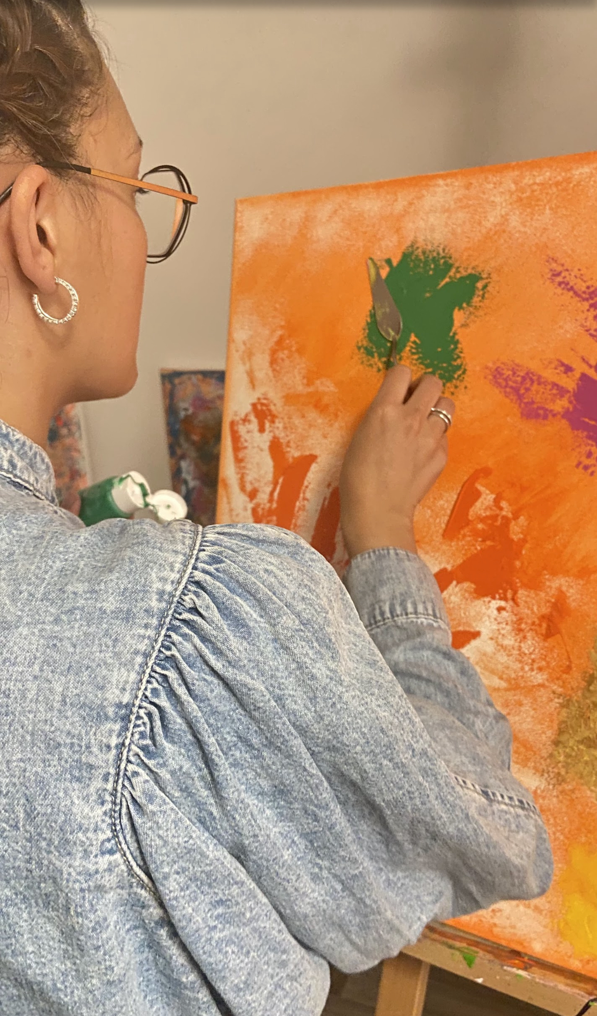 BKenzArt - artiste peintre abstraite - art contemporain - atelier - tableau orange