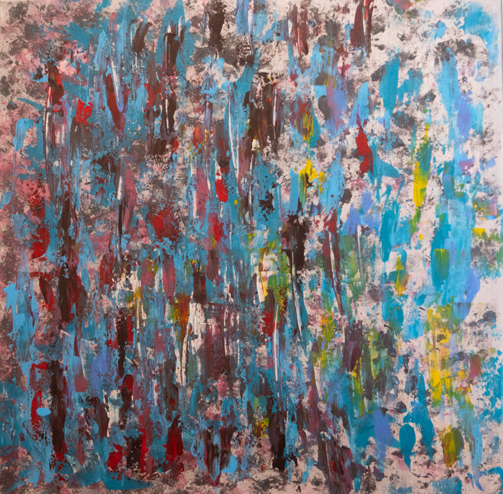 Tableau contemporain abstrait évoquant un paysage émotionnel "La projection" – série Résilience – artiste BKenzArt