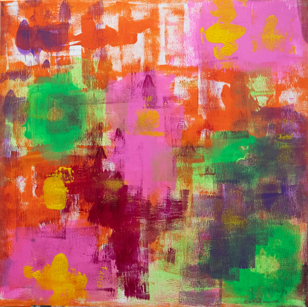 Peinture abstraite contemporaine explorant les émotions humaines et l’énergie "Le pep's" – série Résilience – œuvre de l’artiste BKenzArt