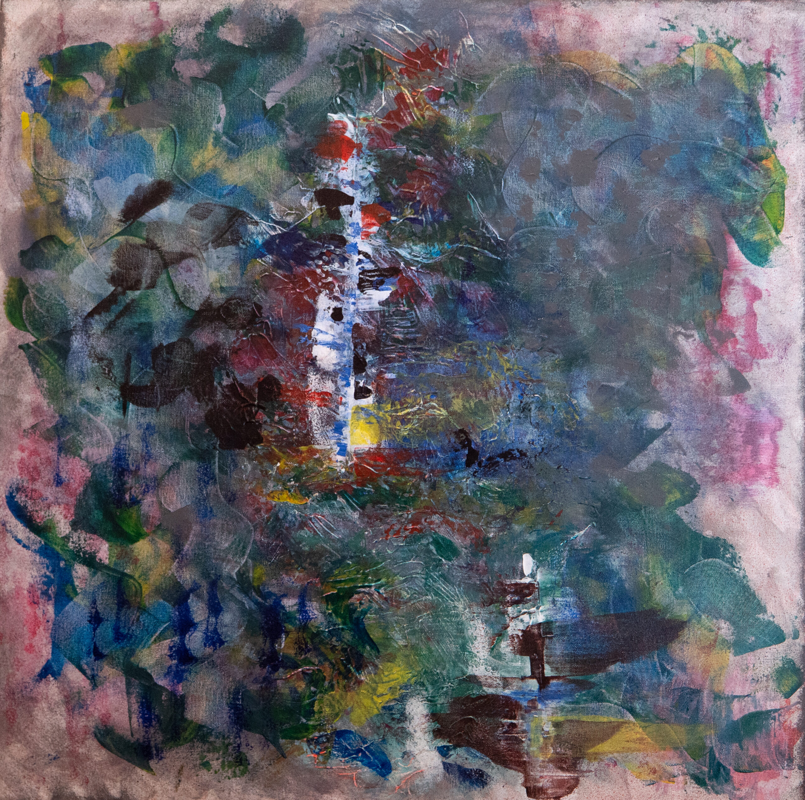 Œuvre abstraite introspective mêlant couleurs "La tristesse" – série Les émotions vitales – peinture artistique BKenzArt